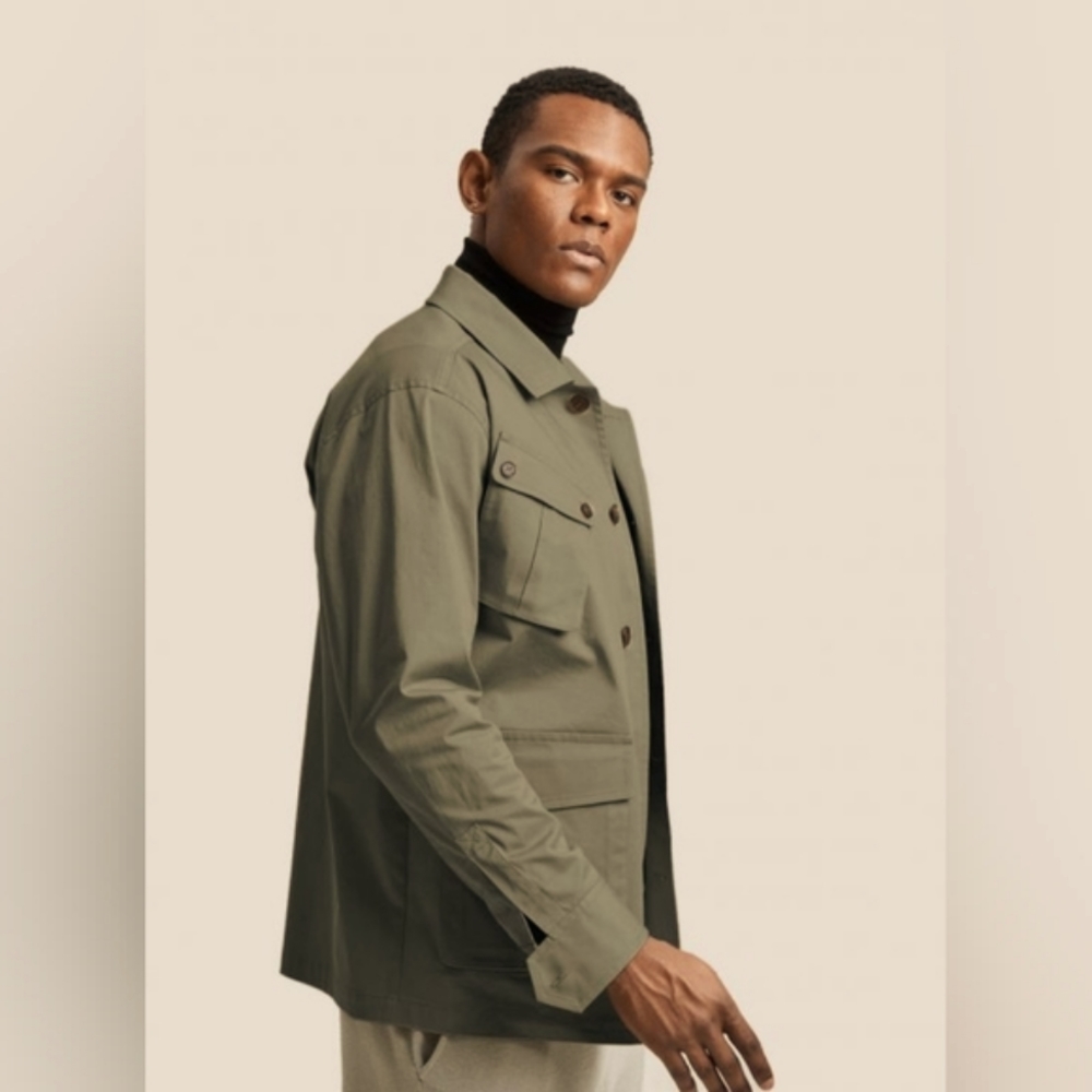 NWT Men's Cotton Lightweight Multi Pocket Jacket (Army Green) - Gentle Herd - Picture 3 of 13